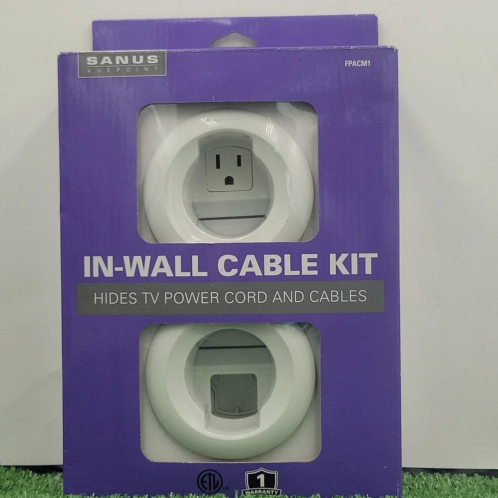 New Sanus Vuepoint In-Wall Cable White Kit Hides TV Power Cord and Cables